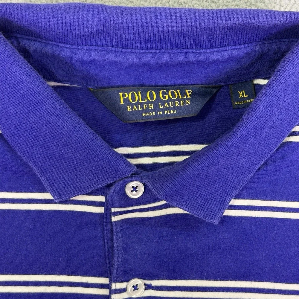 Polo Golf Ralph Lauren Polo Shirt Mens‎ XL Blue Striped Cotton Casual Preppy